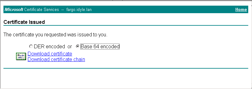 certificat autosigné émis - Échange